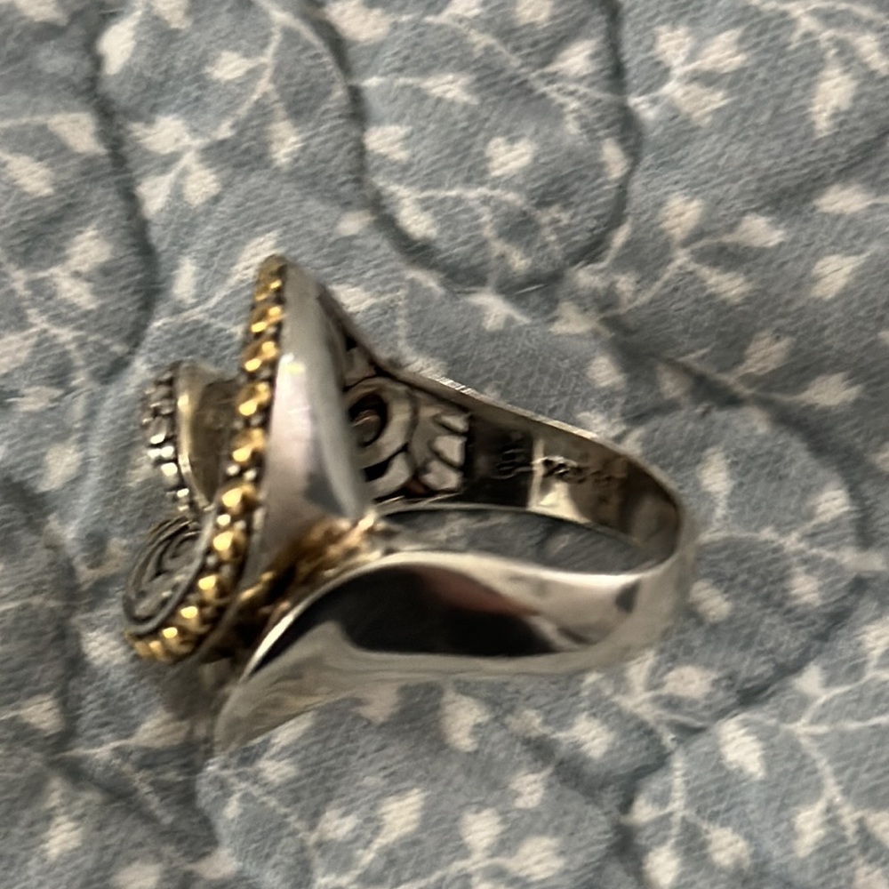 18k Yellow Gold BALINESE SWIRL RING artisan Yellow Gold Silver 925 Scroll ring - Picture 5 of 16